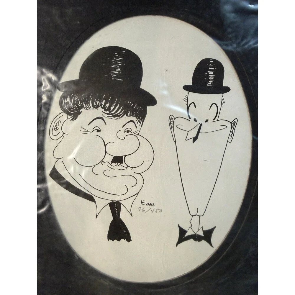 3 Vintage Herb Evans Signed Numbered Prints Laurel Hardy Fred Astaire Movie Deco